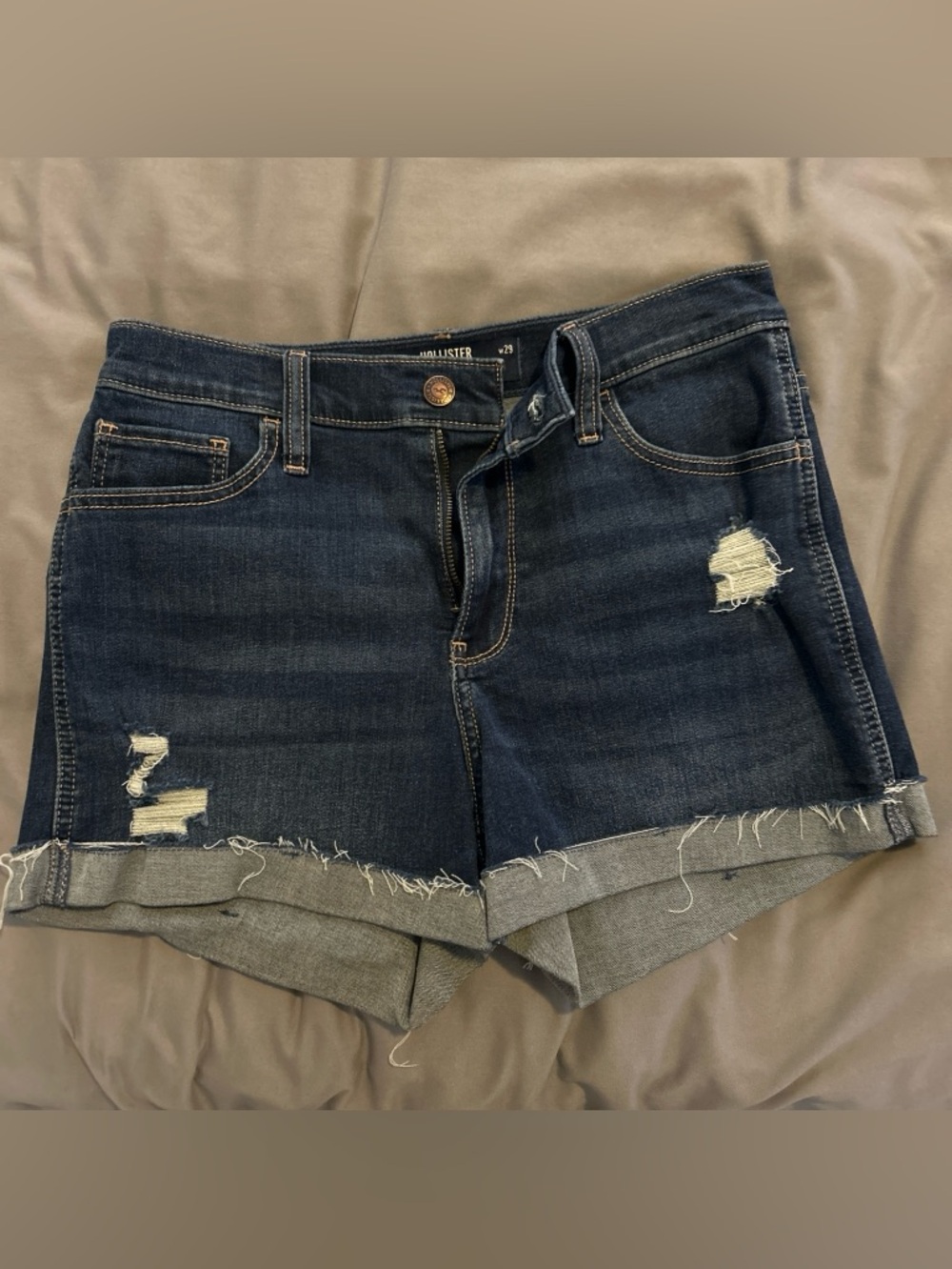 Hollister Classic High-Rise Dark Blue Denim Shorts